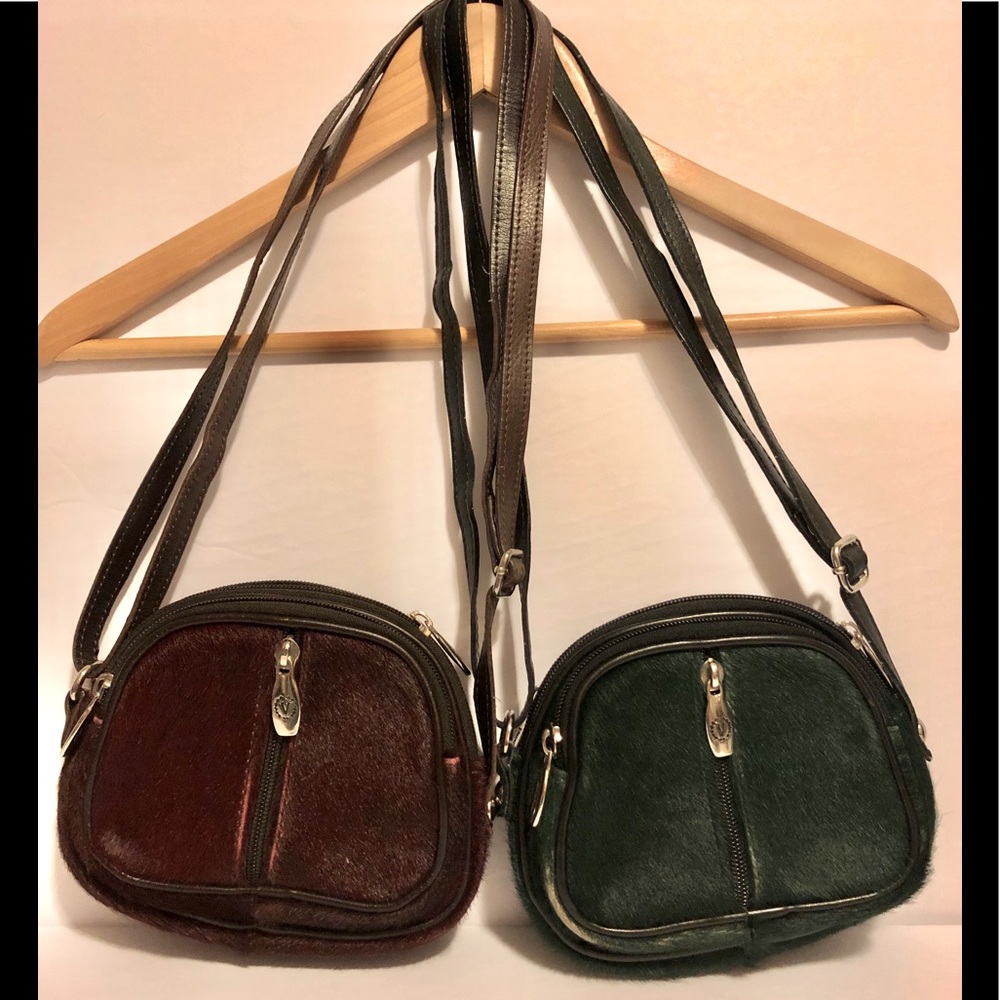 Lot of 2 VALENTINA Calf Pony Hair crossbodies GUC